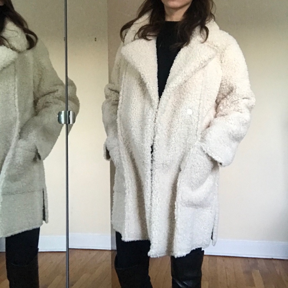 Kenneth Cole Cream Teddy Coat